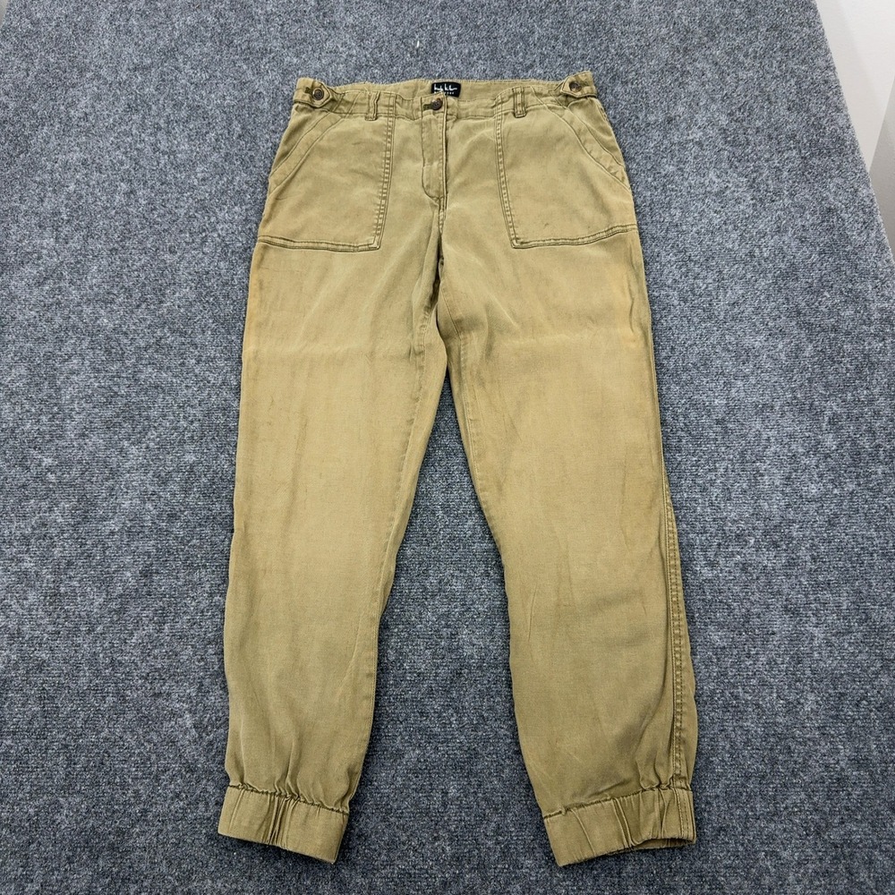 Nicole Miller Jogger Pants Womens 10 Tan Cotton Elastic Cuff Casual Utility